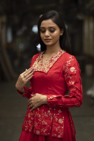 Indo-Western Red Gown